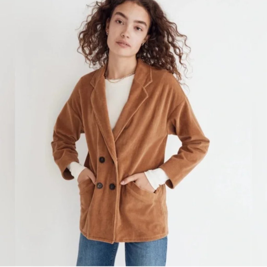 Madewell Knit Corduroy Redford Blazer Shacket In Hazelnut Xs
